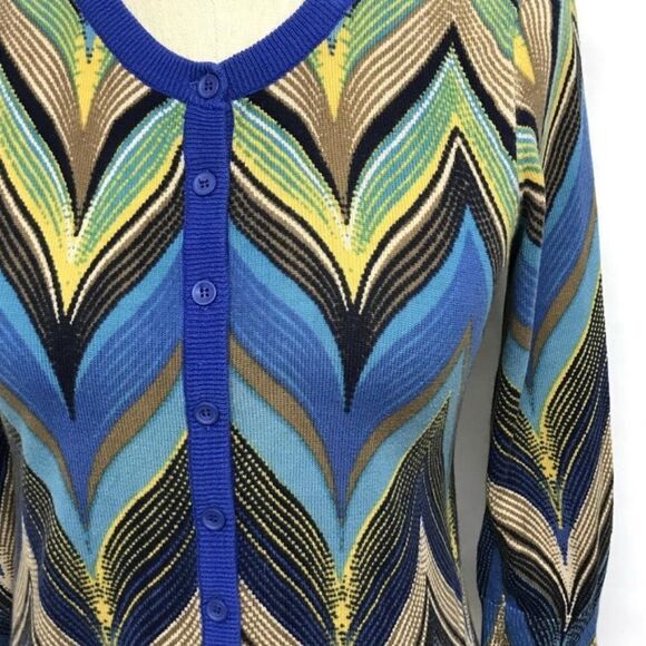 ANTHROPOLOGIE Seared Chevrons SWEATER Cardigan S - Picture 2 of 8